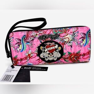 Ed Hardy NWT Love Kills Wallet With Wrist Strap